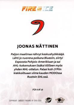 2015-16 Cardset Finland - Fire on Ice #FOI5 Joonas Nättinen Back