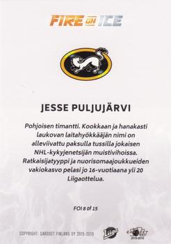 2015-16 Cardset Finland - Fire on Ice #FOI8 Jesse Puljujärvi Back