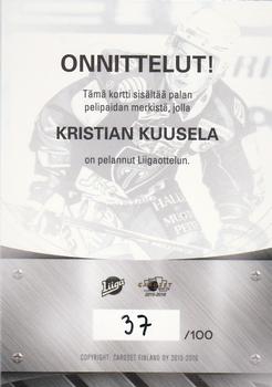 2015-16 Cardset Finland - Patch Series 2 Exchange #NNO Kristian Kuusela Back