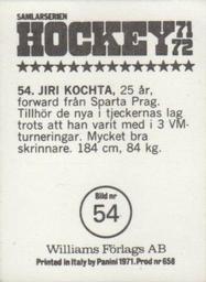 1971-72 Williams Hockey (Swedish) #54 Jiri Kochta Back
