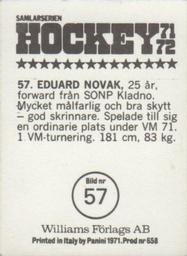 1971-72 Williams Hockey (Swedish) #57 Eduard Novak Back
