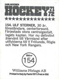 1971-72 Williams Hockey (Swedish) #154 Ulf Sterner Back
