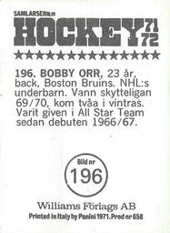 1971-72 Williams Hockey (Swedish) #196 Bobby Orr Back