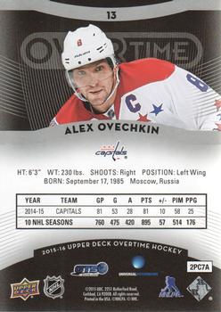 2015-16 Upper Deck Overtime #13 Alex Ovechkin Back