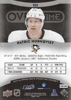 2015-16 Upper Deck Overtime #152 Patric Hornqvist Back