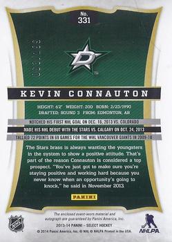 2013-14 Panini Rookie Anthology - Select Update Rookie Jersey Autograph #331 Kevin Connauton Back