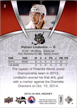 2015-16 Upper Deck AHL #2 Petteri Lindbohm Back