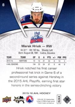 2015-16 Upper Deck AHL #8 Marek Hrivik Back