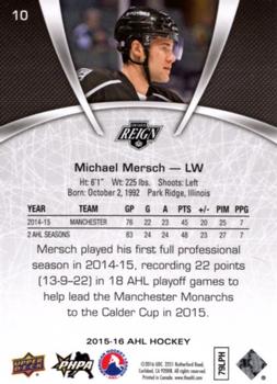 2015-16 Upper Deck AHL #10 Michael Mersch Back