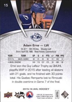 2015-16 Upper Deck AHL #15 Adam Erne Back