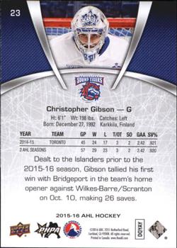 2015-16 Upper Deck AHL #23 Christopher Gibson Back