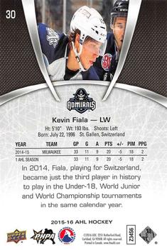 2015-16 Upper Deck AHL #30 Kevin Fiala Back