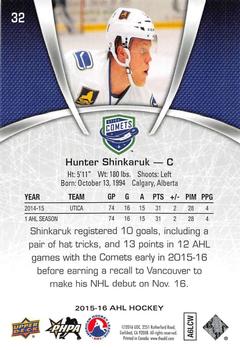 2015-16 Upper Deck AHL #32 Hunter Shinkaruk Back