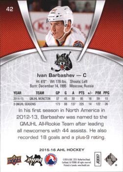 2015-16 Upper Deck AHL #42 Ivan Barbashev Back
