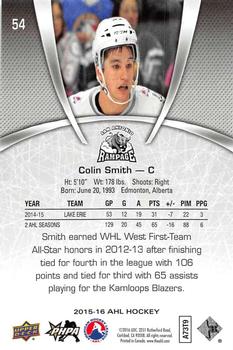 2015-16 Upper Deck AHL #54 Colin Smith Back