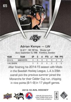 2015-16 Upper Deck AHL #65 Adrian Kempe Back