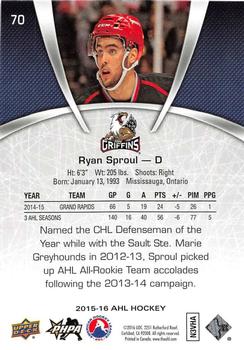 2015-16 Upper Deck AHL #70 Ryan Sproul Back