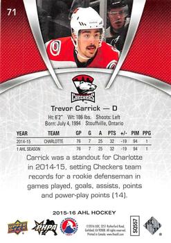 2015-16 Upper Deck AHL #71 Trevor Carrick Back
