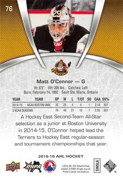 2015-16 Upper Deck AHL #76 Matt O'Connor Back