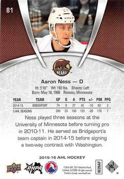 2015-16 Upper Deck AHL #81 Aaron Ness Back