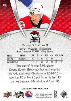 2015-16 Upper Deck AHL #82 Brody Sutter Back