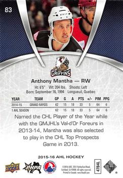 2015-16 Upper Deck AHL #83 Anthony Mantha Back
