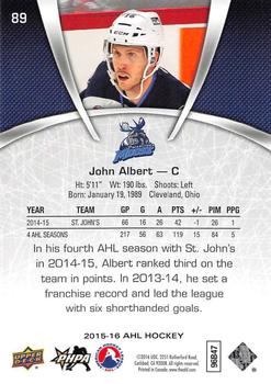 2015-16 Upper Deck AHL #89 John Albert Back