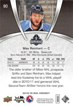 2015-16 Upper Deck AHL #90 Max Reinhart Back