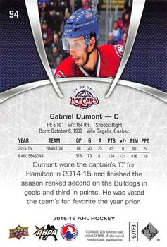 2015-16 Upper Deck AHL #94 Gabriel Dumont Back