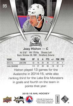 2015-16 Upper Deck AHL #95 Joey Hishon Back