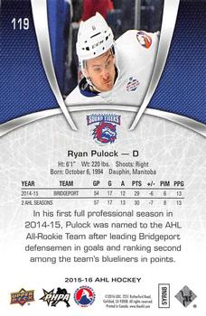 2015-16 Upper Deck AHL #119 Ryan Pulock Back