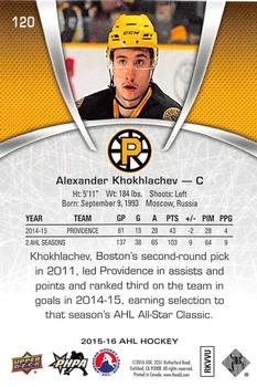 2015-16 Upper Deck AHL #120 Alexander Khokhlachev Back