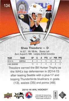 2015-16 Upper Deck AHL #134 Shea Theodore Back