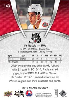 2015-16 Upper Deck AHL #143 Ty Rattie Back