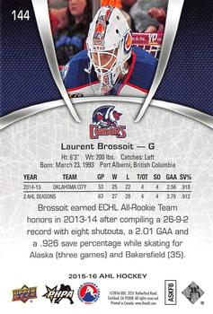 2015-16 Upper Deck AHL #144 Laurent Brossoit Back