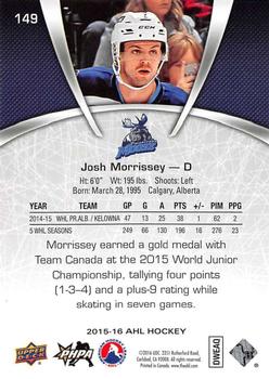 2015-16 Upper Deck AHL #149 Josh Morrissey Back