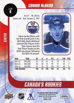 2016 Upper Deck National Hockey Card Day Canada #CAN6 Connor McDavid Back