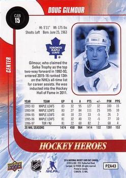 2016 Upper Deck National Hockey Card Day Canada #CAN15 Doug Gilmour Back