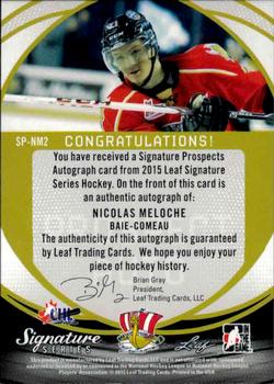 2015 Leaf Signature Series - Prospects Red #SP-NM2 Nicolas Meloche Back