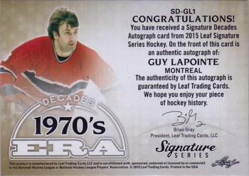 2015 Leaf Signature Series - Signature Decades - Red #SD-GL1 Guy Lapointe Back