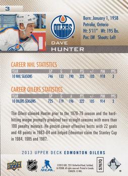 2013 Upper Deck Edmonton Oilers #3 Dave Hunter Back