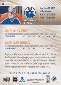 2013 Upper Deck Edmonton Oilers #5 Ron Low Back