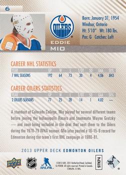 2013 Upper Deck Edmonton Oilers #6 Eddie Mio Back