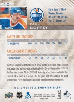 2013 Upper Deck Edmonton Oilers #10 Paul Coffey Back