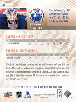 2013 Upper Deck Edmonton Oilers #48 Tommy Salo Back