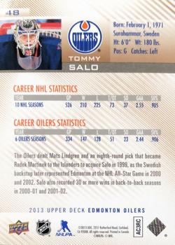 2013 Upper Deck Edmonton Oilers - Rainbow Parallel #48 Tommy Salo Back