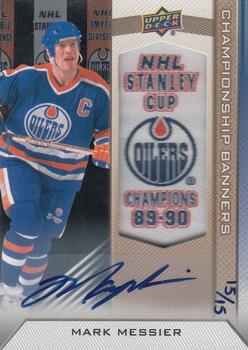 2013 Upper Deck Edmonton Oilers - Championship Banners Autographs 89-90 #CB-MM Mark Messier Front