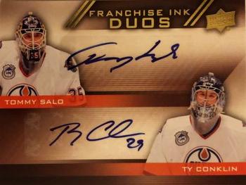 2013 Upper Deck Edmonton Oilers - Franchise Ink Duos #FI2-CS Ty Conklin / Tommy Salo Front