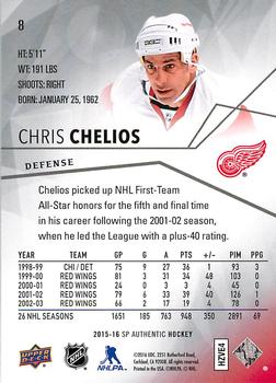 2015-16 SP Authentic #8 Chris Chelios Back