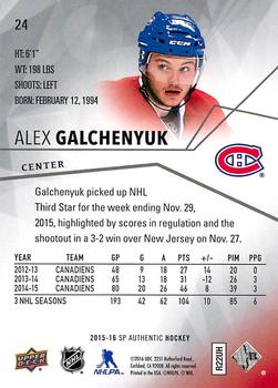 2015-16 SP Authentic #24 Alex Galchenyuk Back